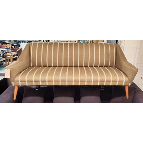 463 - SOFA, vintage 20th century, striped fabric upholstered, 200cm Approx.