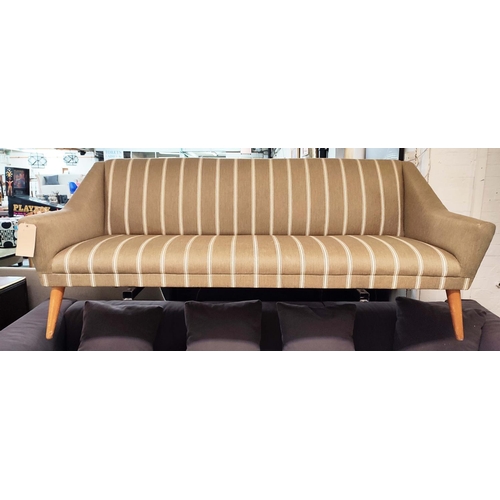 463 - SOFA, vintage 20th century, striped fabric upholstered, 200cm Approx.