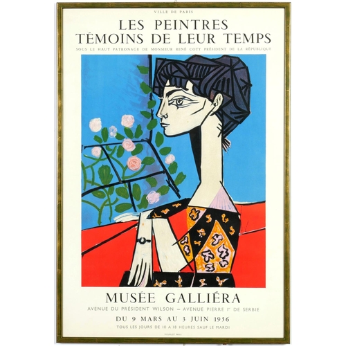 74 - PABLO PICASSO, Jacqueline – Les peintures temoins de leur temps, original lithographic poster, 1956,... 