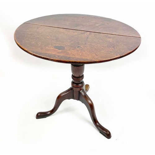 177 - TRIPOD TABLE, George III c. 1780, country oak, having a circular tilt top on turned column with spla... 