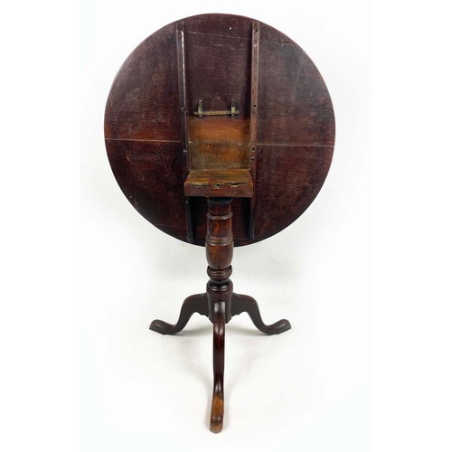 177 - TRIPOD TABLE, George III c. 1780, country oak, having a circular tilt top on turned column with spla... 