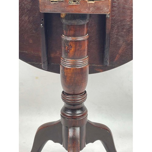 177 - TRIPOD TABLE, George III c. 1780, country oak, having a circular tilt top on turned column with spla... 