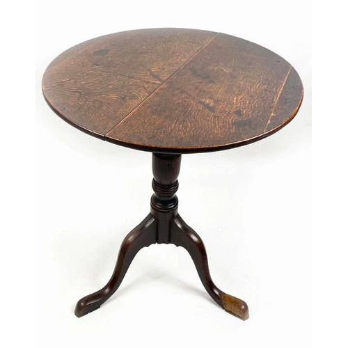 177 - TRIPOD TABLE, George III c. 1780, country oak, having a circular tilt top on turned column with spla... 