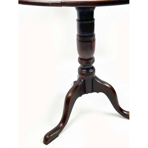 177 - TRIPOD TABLE, George III c. 1780, country oak, having a circular tilt top on turned column with spla... 