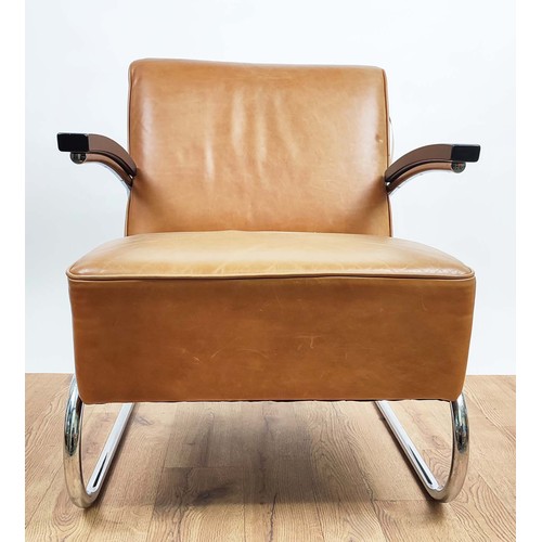 225 - THONET S411 CANTILEVER ARMCHAIR, 63cm W approx.