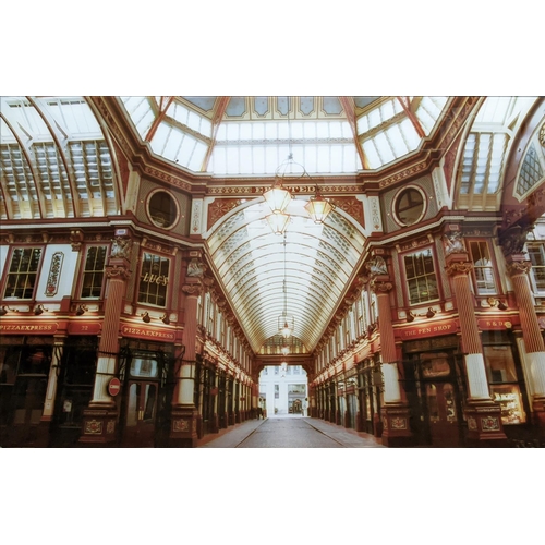 477 - PHOTOPRINT OF LEADENHALL MARKET, on glass, 120cm x 80cm.