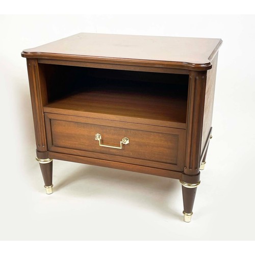 178 - WARING AND GILLOWS BEDSIDE TABLES, a pair, Directoire style mid 20th century mahogany, each with sin... 