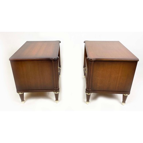 178 - WARING AND GILLOWS BEDSIDE TABLES, a pair, Directoire style mid 20th century mahogany, each with sin... 