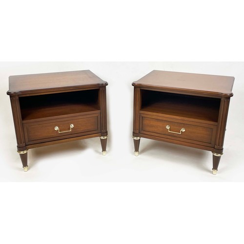 178 - WARING AND GILLOWS BEDSIDE TABLES, a pair, Directoire style mid 20th century mahogany, each with sin... 