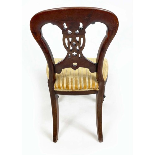 184 - DINING CHAIRS, a set of six, Victorian mahogany balloon backs with ornate interlaced carved and pier... 