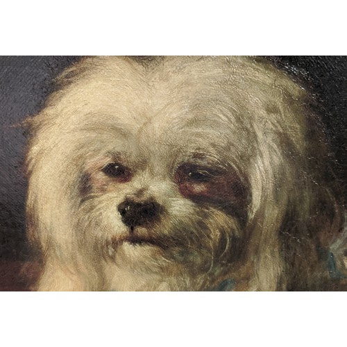 26 - ATTRIBUTED TO THOMAS EARL (British, active 1836-1885), 'Toy terrier', oil on canvas faint signature ... 