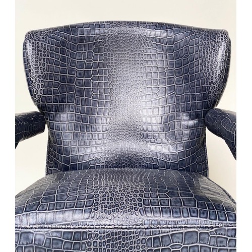 369 - ARMCHAIR, faux crocodile upholstery, gilt metal tubular frame, 72cm W.