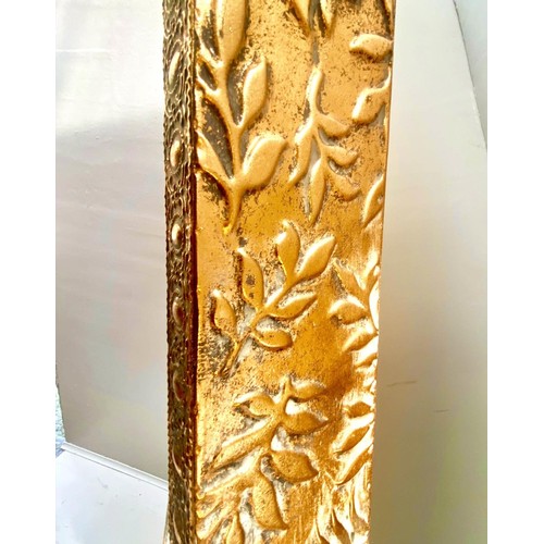 326 - DRESSING MIRROR, 156cm high, 57cm wide, 48cm deep, free standing, gilt metal, foliate embossed surro... 