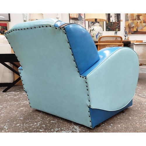 318 - ARMCHAIRS, a pair, vintage Art Deco, in a later vinyl and faux fur upholstery, 90cm W. (2)