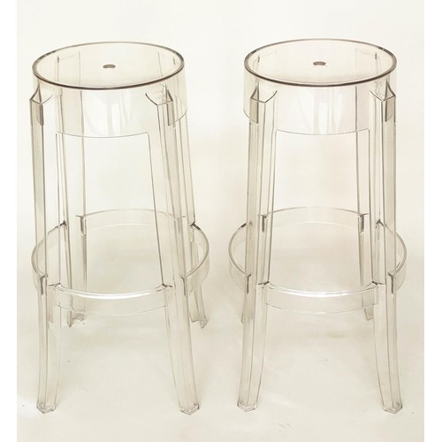 319 - KARTELL CHARLES GHOST STOOLS, a pair, 72cm H, by Philippe Starck. (2)