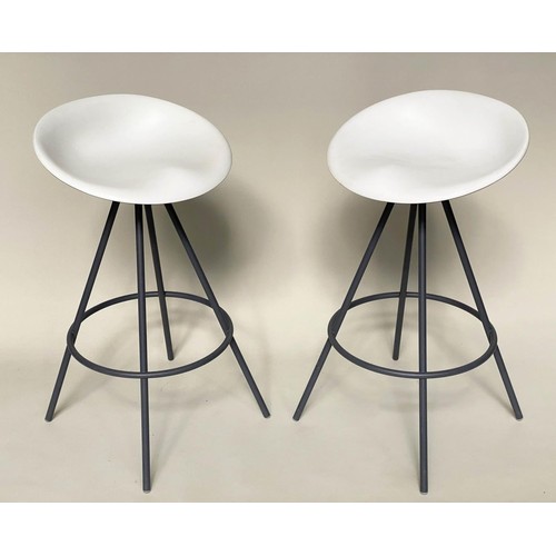 320 - ALLERMUIR JOJO STOOLS, a pair, raised on black tubular frames, 87cm H. (2)