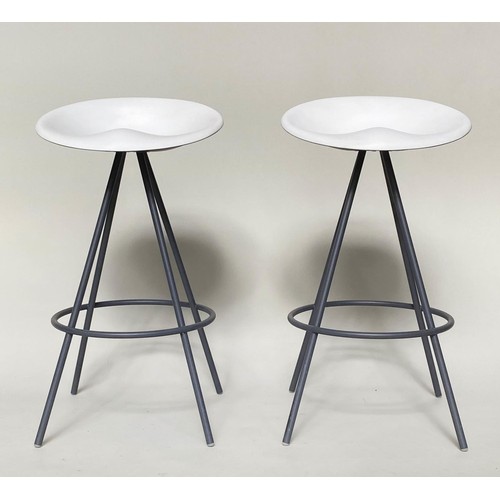 320 - ALLERMUIR JOJO STOOLS, a pair, raised on black tubular frames, 87cm H. (2)