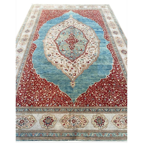 91 - FINE TABRIZ HAJI-JALLILY CARPET, 279cm x 189cm.