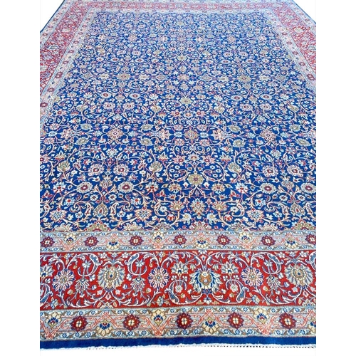 99 - ANTIQUE PERSIAN KERMAN LAVER CARPET, 407cm x 304cm.