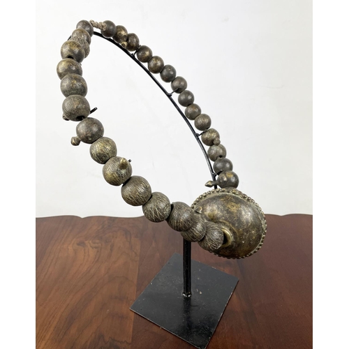 15 - VERA BRONZE NECKLACE, From Cross river, (Chad), 38cm H.