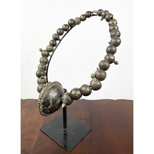 15 - VERA BRONZE NECKLACE, From Cross river, (Chad), 38cm H.