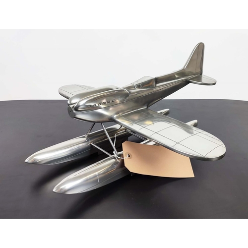 361 - MODEL SEAPLANE, polished metal, 36cm x 46cm x 21cm.