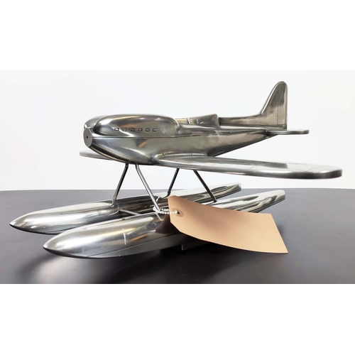 361 - MODEL SEAPLANE, polished metal, 36cm x 46cm x 21cm.