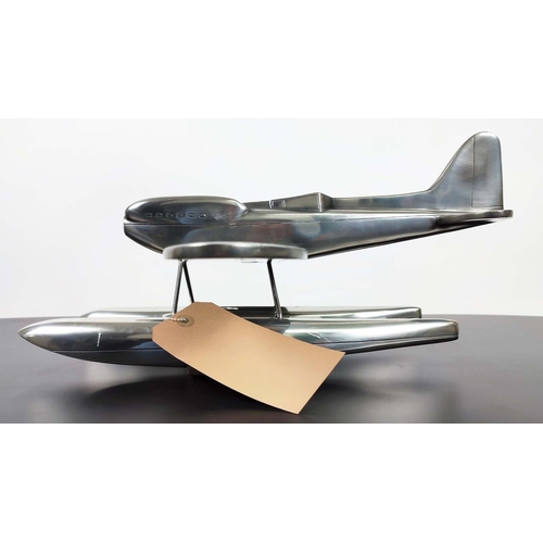 361 - MODEL SEAPLANE, polished metal, 36cm x 46cm x 21cm.