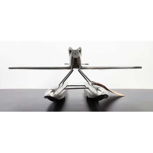 361 - MODEL SEAPLANE, polished metal, 36cm x 46cm x 21cm.