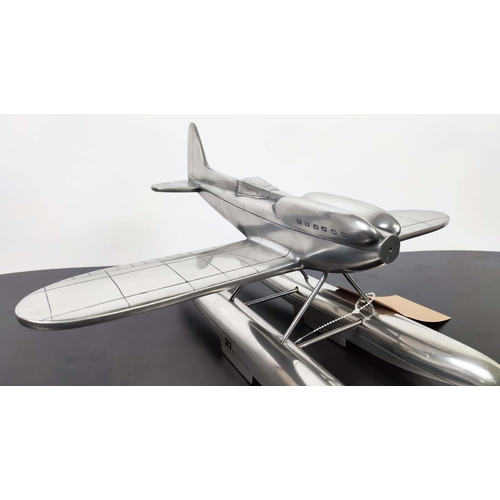 361 - MODEL SEAPLANE, polished metal, 36cm x 46cm x 21cm.