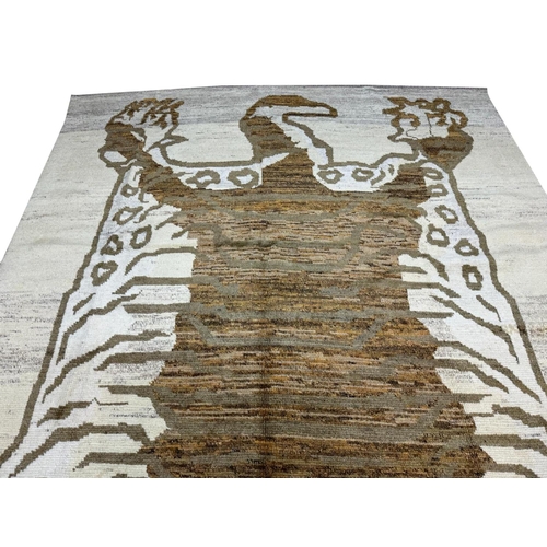 106 - TIBETAN TIGER CARPET, 302cm x 211cm.