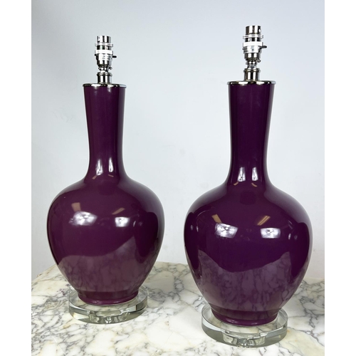 108 - TABLE LAMPS, a set of four, ceramic vase form with lucite bases, 51cm H. (4)