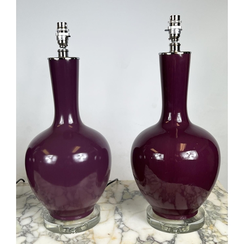 108 - TABLE LAMPS, a set of four, ceramic vase form with lucite bases, 51cm H. (4)