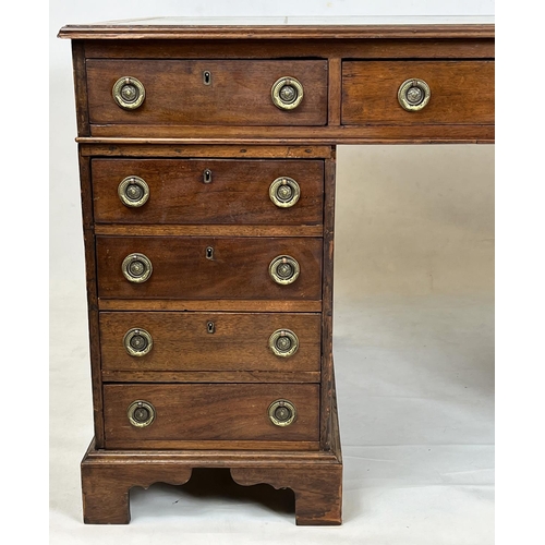 109 - PARTNERS DESK, Victorian mahogany, tooled leather top, with eleven drawers to each side, raised on b... 