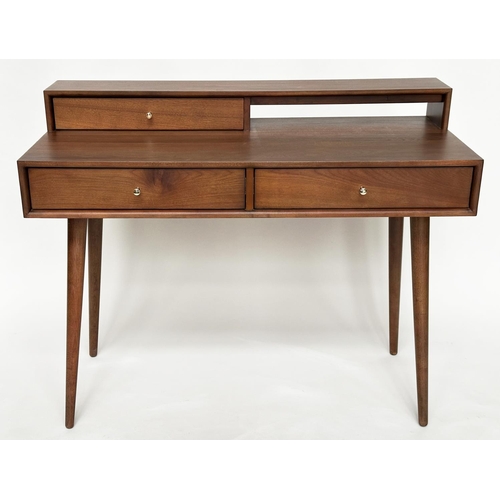 295 - BAILEY DESK, teak with two frieze drawers and tapering splay supports, 110cm x 50cm x 87cm H.