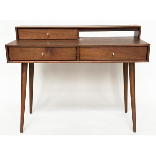 295 - BAILEY DESK, teak with two frieze drawers and tapering splay supports, 110cm x 50cm x 87cm H.