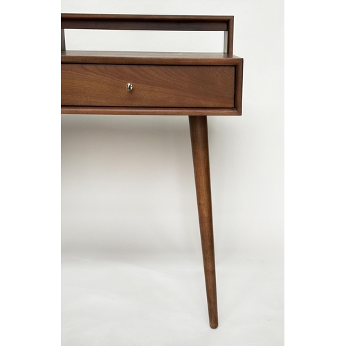 295 - BAILEY DESK, teak with two frieze drawers and tapering splay supports, 110cm x 50cm x 87cm H.