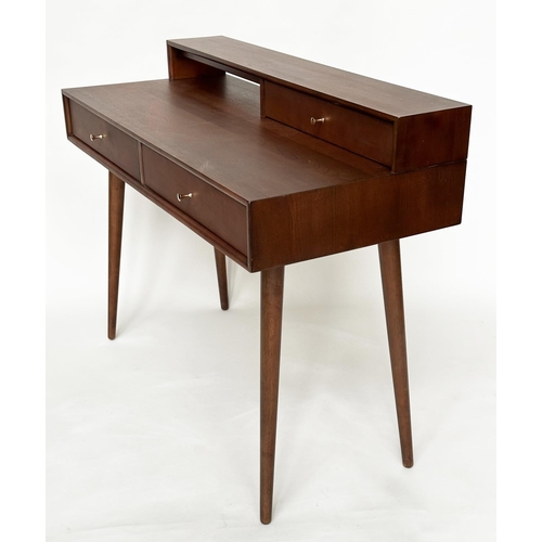 295 - BAILEY DESK, teak with two frieze drawers and tapering splay supports, 110cm x 50cm x 87cm H.