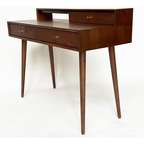 295 - BAILEY DESK, teak with two frieze drawers and tapering splay supports, 110cm x 50cm x 87cm H.