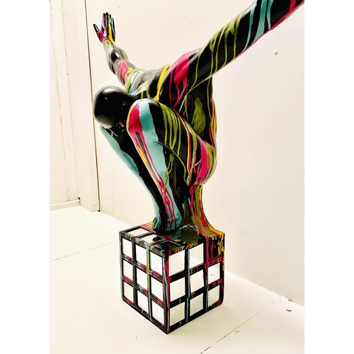 345 - CONTEMPORARY SCULPTURAL MALE, 81cm x 82cm x 28cm.