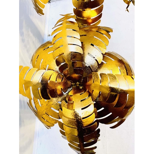 354 - MAISON JANSEN STYLE PALM TREES, a pair, 65cm high, 40cm diameter, gilt metal finish. (2)