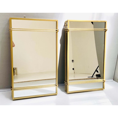 360 - WALL MIRRORS, a pair, 1960's French style, gilt metal frames, 82cm x 51cm x 10cm. (2)