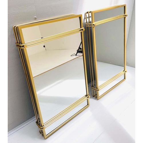 360 - WALL MIRRORS, a pair, 1960's French style, gilt metal frames, 82cm x 51cm x 10cm. (2)