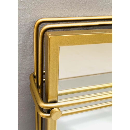 360 - WALL MIRRORS, a pair, 1960's French style, gilt metal frames, 82cm x 51cm x 10cm. (2)