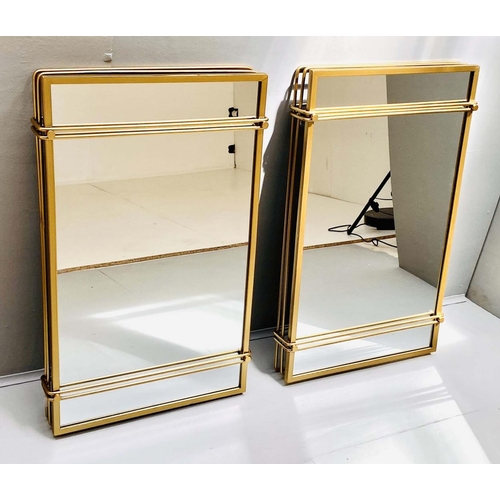 360 - WALL MIRRORS, a pair, 1960's French style, gilt metal frames, 82cm x 51cm x 10cm. (2)