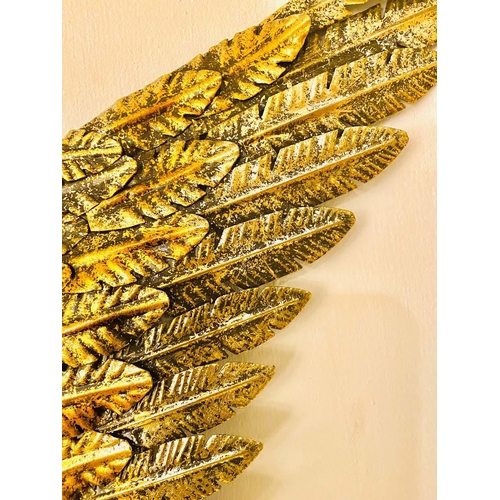 376 - ANGEL WINGS WALL RELIEFS, a pair, gilt metal, 91cm x 100cm. (2)