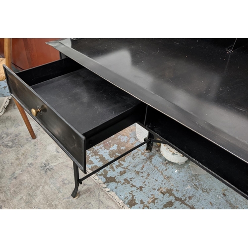 389 - DESK, metal construction, with four drawers, 114cm x 60cm x 98cm.