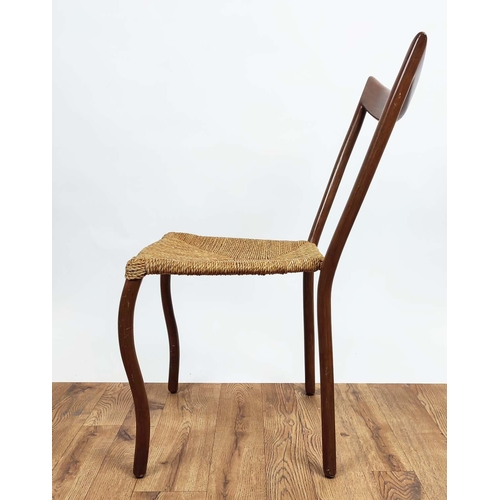 391 - ATTRIBUTED CONRAN MANILA CHAIRS, a set of six, by Val Padilla, 86cm H. (6)