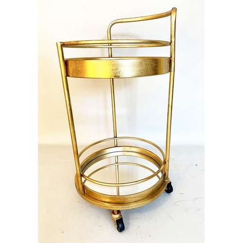 398 - COCKTAIL TROLLEY, 77cm high, 42cm diameter, 1960s French style, mirrored glass tiers, gilt metal fra... 