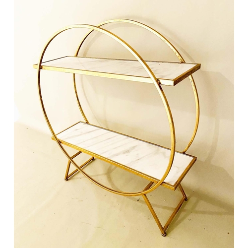 399 - COCKTAIL BAR ETAGERE, 102cm high, 88cm wide, 29cm deep, 1960s French style, two-tier form with marbl... 